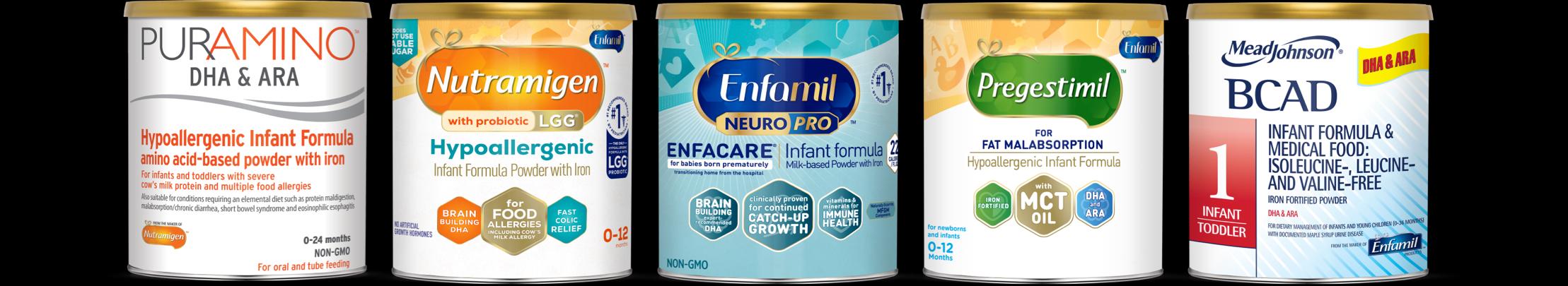 Lineup of Enfamil products