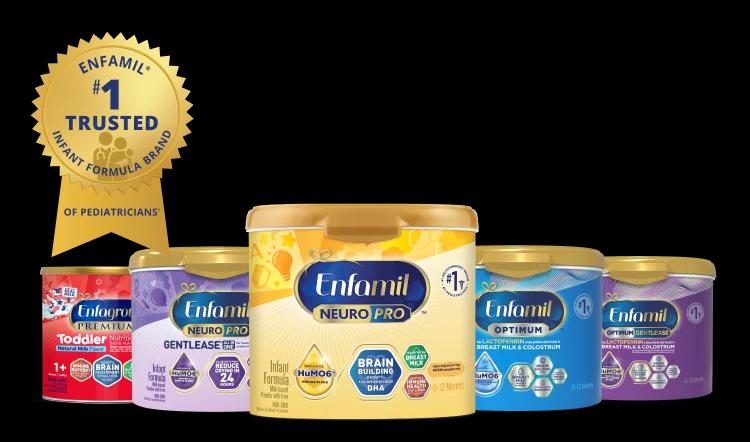 Lineup of Enfamil Family of Formulas that are #1 trusted brand of pediatricians and parents, as well as all Enfamil and Enfagrow products are SNAP Eligible
