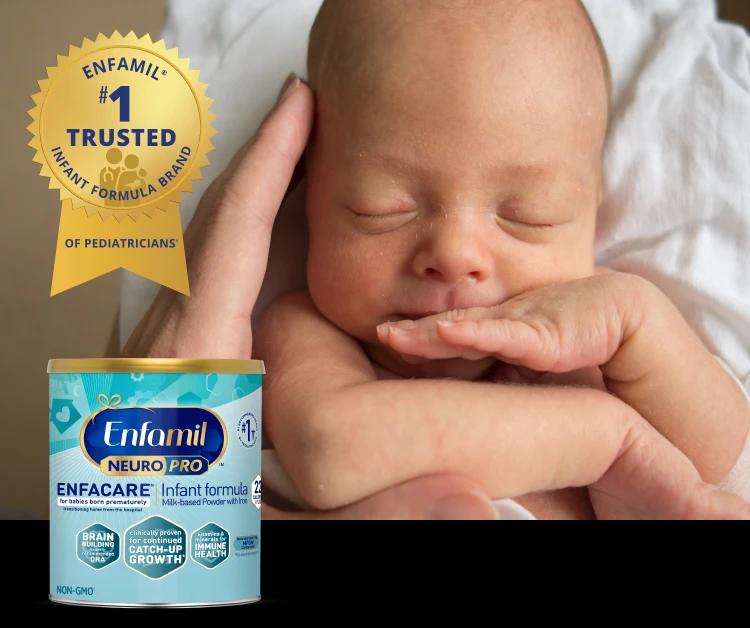 Preemie Baby with a lineup of Enfamil Preemie Formula that is a #1 Trusted Brand of Pediatricians* and Parents
