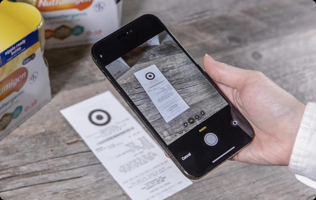 Enfamil Mobile App screen showcasing receipt scan